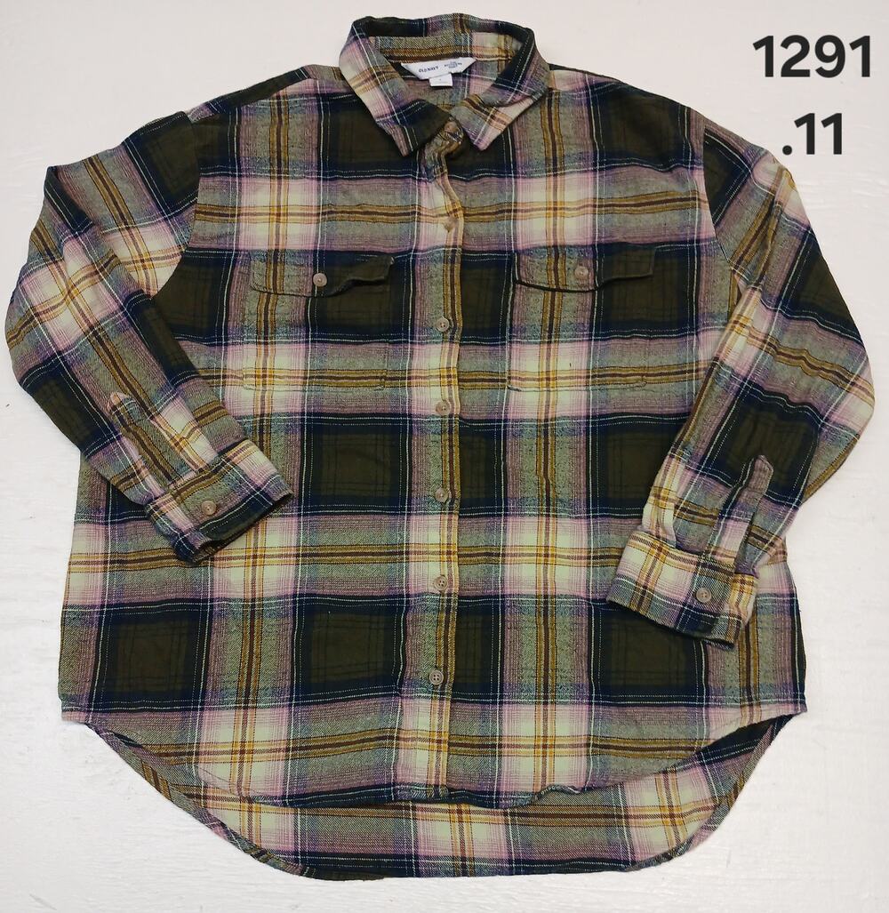 Old Navy (Large) Multi-Plaid Button Down Boyfriend Shirt